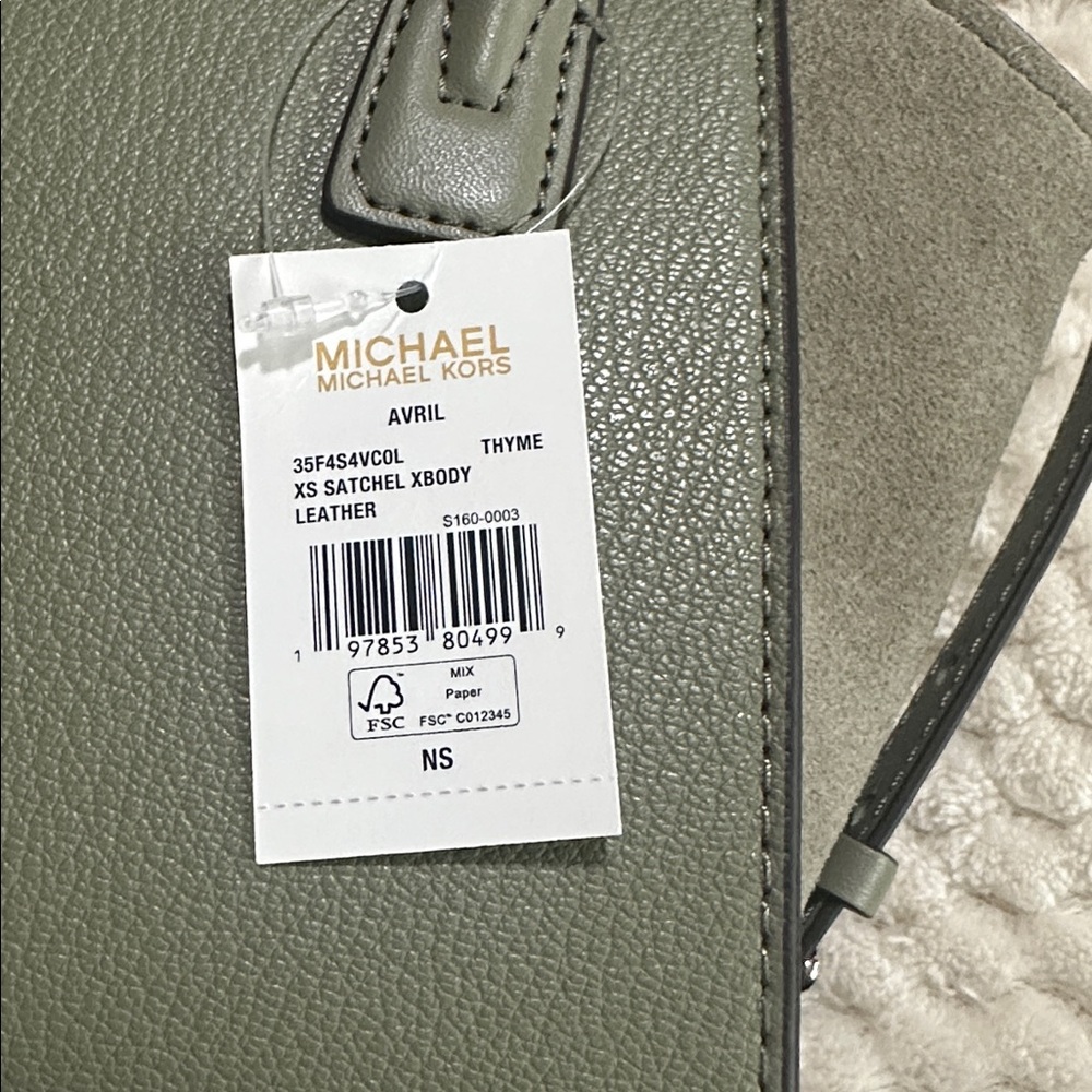 New with tags Michael Kors Avril Extra-Small Leather Satchel light green thyme - Picture 7 of 7